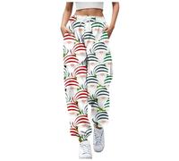 Pantalon de jogging décontracté pour femme avec design festif de Noël pour des activités de loisirs confortables à la maison dans un imprimé d'hiver élégant en lin léger et décontracté Pantalon de