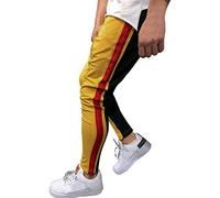 Pantalon de jogging décontracté pour homme, pantalon d'automne et d'hiver pour homme, coutures assorties, pantalon de sport court décontracté à lacets pour le travail en plein air, la marche, jaune