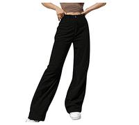 Pantalon de jogging d'hiver pour femme - Jambe droite - Pantalon en velours - Taille haute - Coupe bootcut - Pantalon long en velours - Avec poches - Pantalon thermique chaud - Élégant - En velours