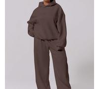 Pantalon de jogging droit en polaire à taille élastiquée grande taille, hiver, mignon, quotidien, décontracté, Club Café Courbe Vacances 0XL,1XL,2XL,3XL,4XLUnicoloreTissu tricoté