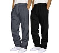 Pantalon de jogging en coton pour homme - 2 pièces - Style décontracté - Couleur unie - Pour la course à pied, le fitness, les sports de plein air, la marche, la randonnée, gris foncé, L