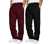 Pantalon de jogging en coton pour homme - 2 pièces - Style décontracté - Couleur unie - Pour la course à pied, le fitness, les sports de plein air, la marche, la randonnée, bordeaux, 3XL
