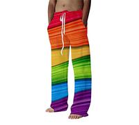 Pantalon de jogging en lin arc-en-ciel pour homme - Pantalon de jogging Gay Pride Rainbow Flag - Pantalon de sport en lin décontracté - Pantalon de jogging - Pantalon d'entraînement - Pantalon de