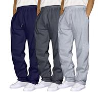 Pantalon de jogging en lin pour homme - Pantalon d'été décontracté avec poches - Coupe ample - Cordon de serrage - Taille élastique - Confortable - Léger - Lâche - Tube droit - Respirant, bleu marine