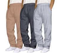 Pantalon de jogging en lin pour homme - Pantalon d'été décontracté avec poches - Coupe ample - Cordon de serrage - Taille élastique - Confortable - Léger - Lâche - Tube droit - Respirant, café, S