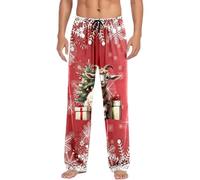 Pantalon de jogging en polaire confortable avec motifs de vacances comme vêtement de nuit confortable, pantalon de loisirs décontracté pour le confort de la maison, Vert armée., M