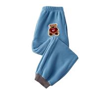 Pantalon de jogging en polaire pour fille, chaud, sportif, doux, décontracté, confortable, tenue de jeu en plein air, tout-petits, grands enfants, bleu clair, 6-7 ans