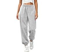 Pantalon de jogging en polyester pour femme, taille mi-haute | Design uni en polyester tissé avec une taille élastique, des jambes fuselées et des chevilles resserrées. Disponible en