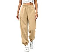 Pantalon de jogging en polyester pour femme, taille mi-haute | Design uni en polyester tissé avec une taille élastique, des jambes fuselées et des chevilles resserrées. Disponible en