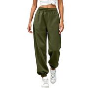 Pantalon de jogging en polyester pour femme, taille mi-haute | Design uni en polyester tissé avec une taille élastique, des jambes fuselées et des chevilles resserrées. Disponible en