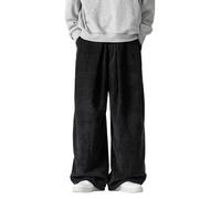 Pantalon de jogging en velours côtelé stretch pour homme - Pantalon japonais - Automne - Hiver - Décontracté - Taille élastique - Pantalon de loisirs - Jambe droite - Couleur unie - Avec cordon de