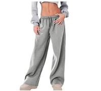 Pantalon De Jogging Femme Ample Bas Large Pantalon Droit - Bas De Jogging Grande Taille Pelucheux Et Épais Couleur Unie Taille Extensible Tendance Confortable Baggy