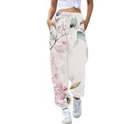 Pantalon de jogging femme Baggy Motif floral : Pantalon de course pour femme Pantalon de survêtement Taille haute Pantalon de sport élastique Pantalon de sport d'extérieur Jogging Fitness Pantalon