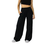 Pantalon de Jogging Femme Large Bas de Survêtement Pantalon Décontracté Taille Elastique avec Poche pour Sport Fitness Yoga Training (Noir, L)