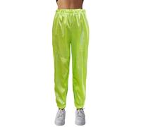 Pantalon De Jogging Femme MéTallique Brillant- Pantalon Taille Haute Ample DéContractés Mode Hip Hop Clubwear Rave Tenues pour Carnaval à Thème Fête Party Soirée Danse Course Gym Fitness