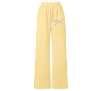 Pantalon de Jogging Fille léger décontracté à Cordon Coupe Ample Droite pour Jeu Confort Quotidien activités (Yellow, 140)