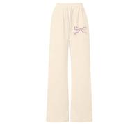 Pantalon de Jogging Fille léger décontracté à Cordon Coupe Ample Droite pour Jeu Confort Quotidien activités (Beige, 110)
