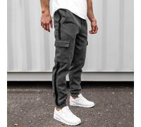 Pantalon de jogging gris foncé unicolore avec coutures latérales contrastées et poches à rabat, pour une sortie décontractée. Cadeau pour mari ou petit ami. L,M,S,XLUnicoloreÉtoffe