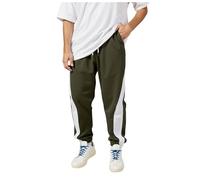 Pantalon de Jogging Homme en Coton Automne Hiver Décontracté Travail Pantalon Cargo Chino Ample Noir Vêtement Polaire pour Homme avec Poches et Cordon de Serrage Casual Sport Men Pants Jean Chaine (M)