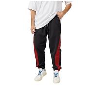 Pantalon de Jogging Homme en Coton Automne Hiver Décontracté Travail Pantalon Cargo Chino Ample Noir Vêtement Polaire pour Homme avec Poches et Cordon de Serrage Casual Sport Men Pants Jean Chaine (L)