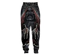 Pantalon de Jogging imprimé en 3D avec tête de Mort pour Homme Pantalon de survêtement Gothique Hip Hop avec Cordon de Serrage