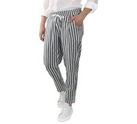 Pantalon de jogging large en coton pour homme - Pantalon long et élégant - Pantalon droit élégant - Pantalon de loisirs rayé - Pantalon de survêtement léger et aéré - Taille élastique avec poches