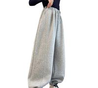 Pantalon de jogging large et droit pour filles avec cordon de serrage, couleur unie, pantalon d'école, taille haute, décontracté, coupe ample, confortable, pour adolescentes, filles, jogging