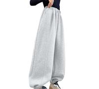 Pantalon de jogging large et droit pour filles avec cordon de serrage, couleur unie, pantalon d'école, taille haute, décontracté, coupe ample, confortable, pour adolescentes, filles, jogging