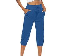 Pantalon de Jogging léger pour Femme été Chic et Elegant Pantalon de Longueur 3/4 Pantalon de Jogging Court Tissé Extensible Haute Performance Femme Pas Cher