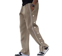 Pantalon de jogging léger pour homme avec boutons sur le côté - Pantalon de fitness confortable post-opératoire - Taille élastique - Cordon de serrage - Pantalon de course long et ample pour homme,