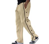 Pantalon de jogging léger pour homme avec boutons sur le côté - Pantalon de fitness confortable post-opératoire - Taille élastique - Cordon de serrage - Pantalon de course long et ample pour homme,