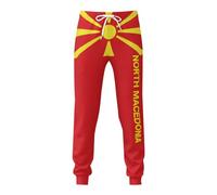Pantalon de Jogging Long et Doux imprimé 3D avec Le Drapeau de la Macédoine du Nord, idéal pour la Course et Le Sport chez Les Hommes.