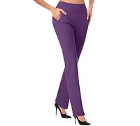 Pantalon de jogging long pour femme - Pantalon de survêtement taille haute - Opaque - Taille élastique - Pantalon droit - Contrôle du ventre - Pantalon stretch sans couture - Pantalon de fitness