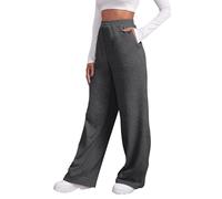 Pantalon de Jogging Long pour Femme: Taille éLastiquéE,Style DéContracté avec Poches,Coupe Taille Haute,VêTement de Sport Confortable Adapté à Un Usage Quotidien(Dark Gray,L)