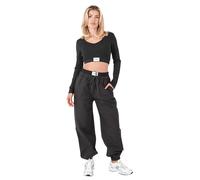 Pantalon de jogging nylon avec double ceinture femme Sixth June Noir M