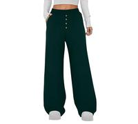 Pantalon de jogging Palazzo pour femme - Couleur unie - Élastique - Taille haute - Pantalon de sport stretch - Avec poches - Doux et confortable - Pantalon de course - Pantalon de sport - Pantalon