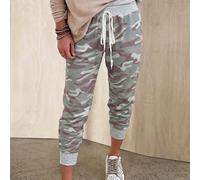 Pantalon de jogging polyvalent et décontracté à taille élastique avec cordon de serrage, motif camouflage, pour un port quotidien pour femmes L,M,S,XL,XSMilitaireTissu tricoté
