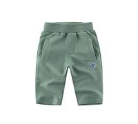 Pantalon de jogging pour enfant garçon - Pantacourt - Motif animaux marins - Taille élastique - Pour garçon de 1 à 7 ans, Vert armée., 5-6 ans
