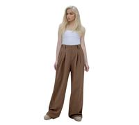 Pantalon de jogging pour femme avec taille haute, pantalon de loisirs en couleur unie, pantalon en velours côtelé avec ourlet fendu pour femme, pantalon de vélo court pour femme, marron, XL
