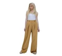Pantalon de jogging pour femme avec taille haute, pantalon de loisirs en couleur unie, pantalon en velours côtelé avec ourlet fendu pour femme, pantalon de vélo court pour femme, jaune, 3XL