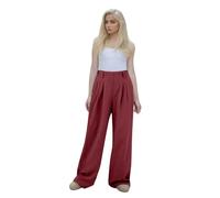 Pantalon de jogging pour femme avec taille haute, pantalon de loisirs en couleur unie, pantalon en velours côtelé avec ourlet fendu pour femme, pantalon de vélo court pour femme, rouge, M