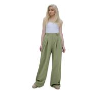 Pantalon de jogging pour femme avec taille haute, pantalon de loisirs en couleur unie, pantalon en velours côtelé avec ourlet fendu pour femme, pantalon de vélo court pour femme, vert, XS