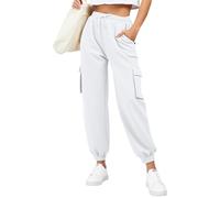 Pantalon de jogging pour femme Baggy taille haute Pantalon cargo automne/hiver stretch bas resserré pantalon de survêtement couleur unie léger confortable pantalon de survêtement extérieur pantalon de