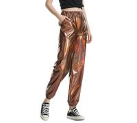Pantalon de jogging pour femme - Décontracté - Sports - Street Hip Hop Party - Paillettes, café, L