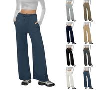 Pantalon de jogging pour femme en coton - Jambes larges - Pantalon en tissu - Taille haute - Pantalon de loisirs - Taille élastique - Pantalon de yoga baggy confortable - Pantalon d'entraînement