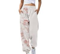 Pantalon de jogging pour femme en coton long : pantalon de sport pour femme long avec poches taille haute pantalon en tissu avec cordon de serrage pantalon de survêtement doux pantalon de loisirs