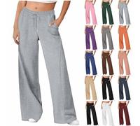 Pantalon de Jogging pour Femme en Coton Pantalon Sport Femme Taille Haute Bas de Training Ample Couleur Unie Pantalons de Survêtement avec Poches Chic Sportswear pour Running Fitness Training