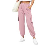 Pantalon de jogging pour femme - Pantalon cargo baggy taille haute - Automne/hiver - Stretch - Couleur unie - Léger et confortable - Pantalon de jogging en plein air avec cordon de serrage et poches