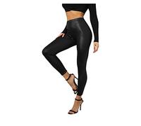 Pantalon de jogging pour femme - Pantalon de sport pour homme et femme - Pantalon en cuir de couleur unie avec jambes fendues - Pantalon de sexe à taille haute solide et décontracté, Noir , XL