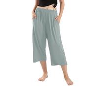 Pantalon de jogging pour femme - Pantalon de survêtement noir à jambe large - Pantalon noir extra long pour femme - Pantalon à volants - Costume de petite taille pour plus de 50 ans - Pyjama bleu